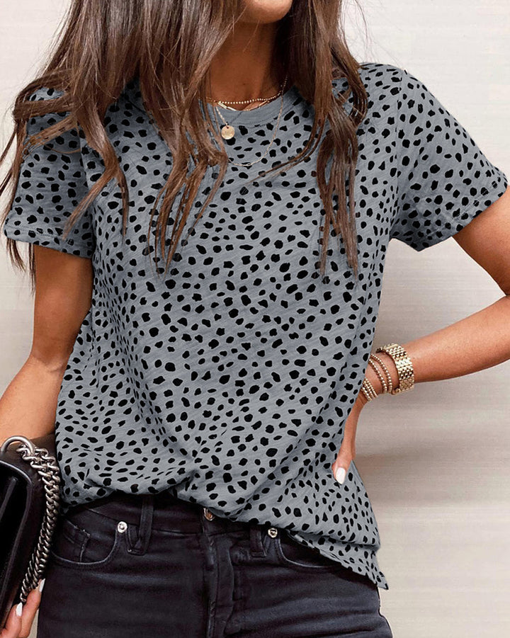 MALENEY ROUND NECK LEOPARD PRINT TOP