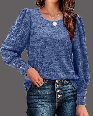 MALENEY CREW NECK PUFF SLEEVE TOP(7 COLORS)