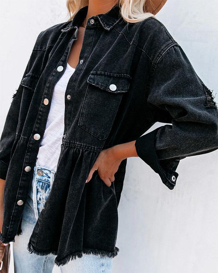 MALENEY DISTRESSED DENIM JACKET