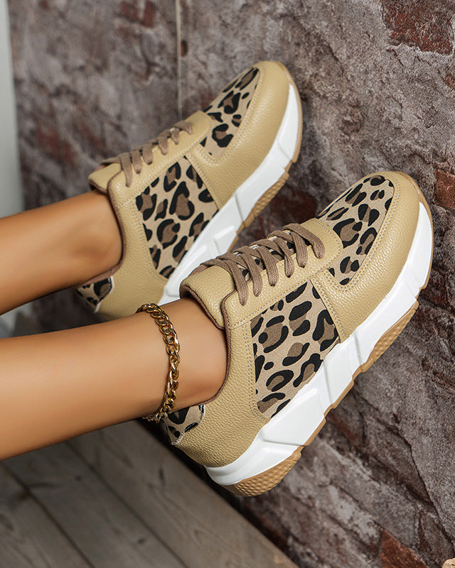 Leopard lace hot sale up sneakers