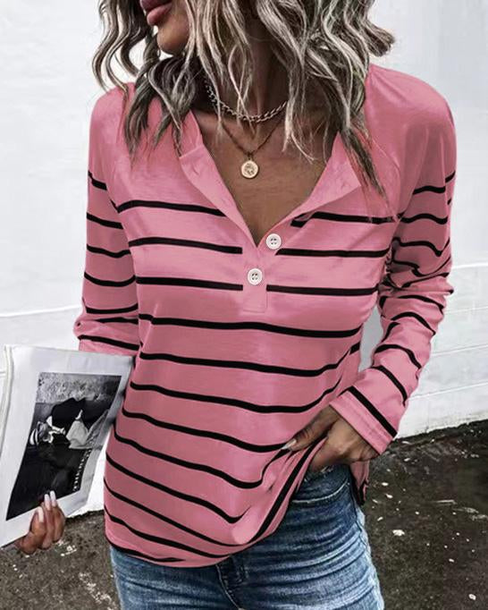 MALENEY STRIPED LONG SLEEVE TOP(7 COLORS)