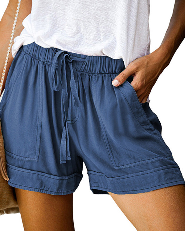 MALENEY DRAWSTRING HIGH RISE SHORTS(9 COLORS)