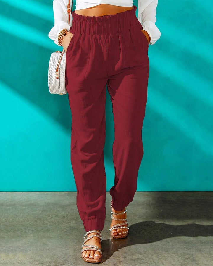 MALENEY HIGH RISE SMOCKED PANTS