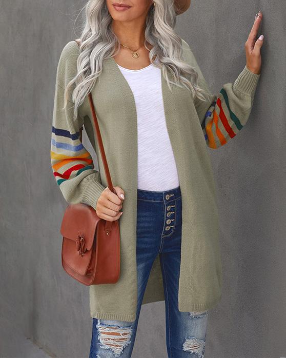 MALENEY STRIPED KNIT CARDIGAN（8 COLORS)）