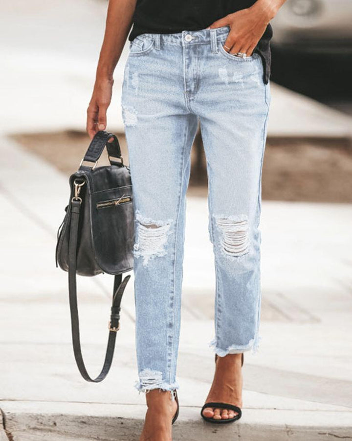 MALENEY DISTRESSED DENIM JEANS