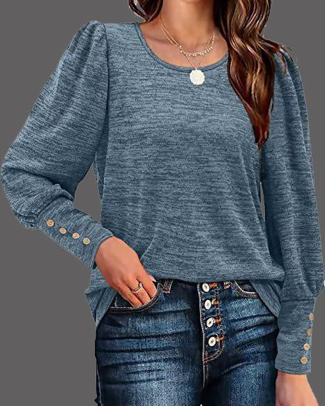 MALENEY CREW NECK PUFF SLEEVE TOP(7 COLORS)