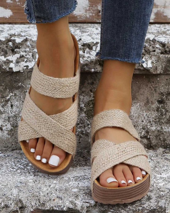 MALENEY THICK SOLED WOVEN SANDALS