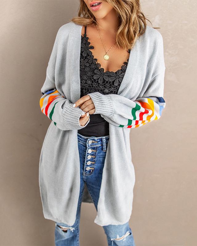 MALENEY STRIPED KNIT CARDIGAN（8 COLORS)）