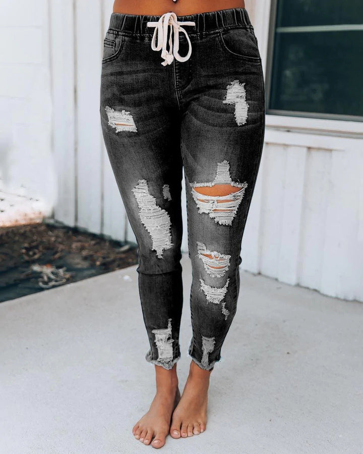 MALENEY DISTRESSED DENIM JOGGERS(5 COLORS)