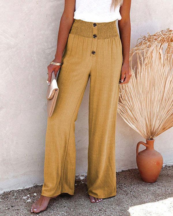 MALENEY BUTTON WIDE LEG PANTS(5 COLORS)