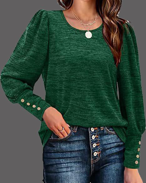 MALENEY CREW NECK PUFF SLEEVE TOP(7 COLORS)