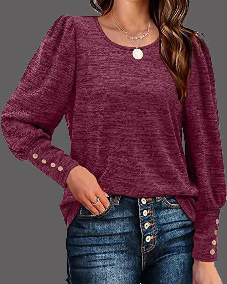 MALENEY CREW NECK PUFF SLEEVE TOP(7 COLORS)