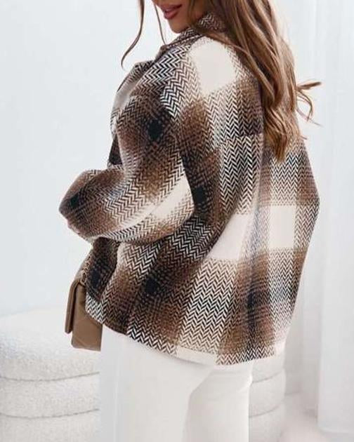 MALENEY LAPEL PLAID JACKET