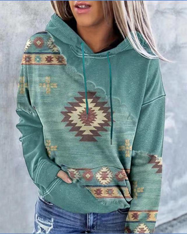 MALENEY PRINTED HOODED TOP（4 COLORS）