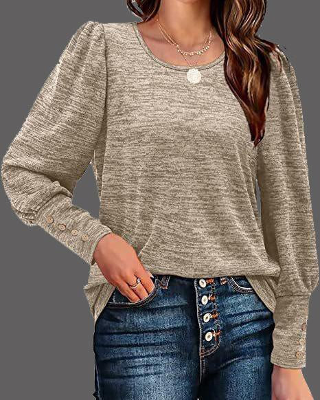 MALENEY CREW NECK PUFF SLEEVE TOP(7 COLORS)