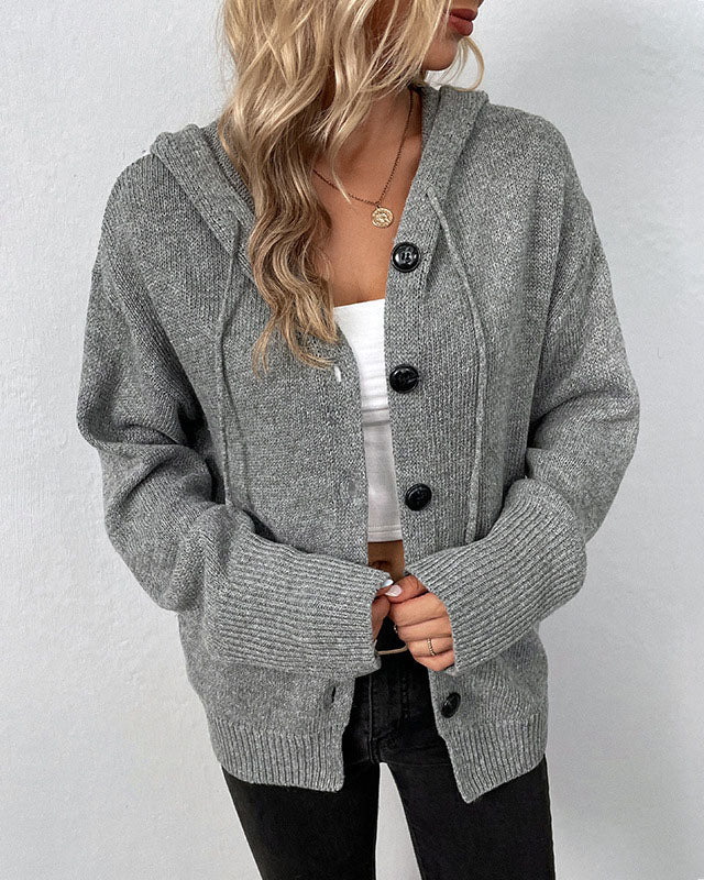 MALENEY BUTTON DOWN CARDIGAN HOODIE