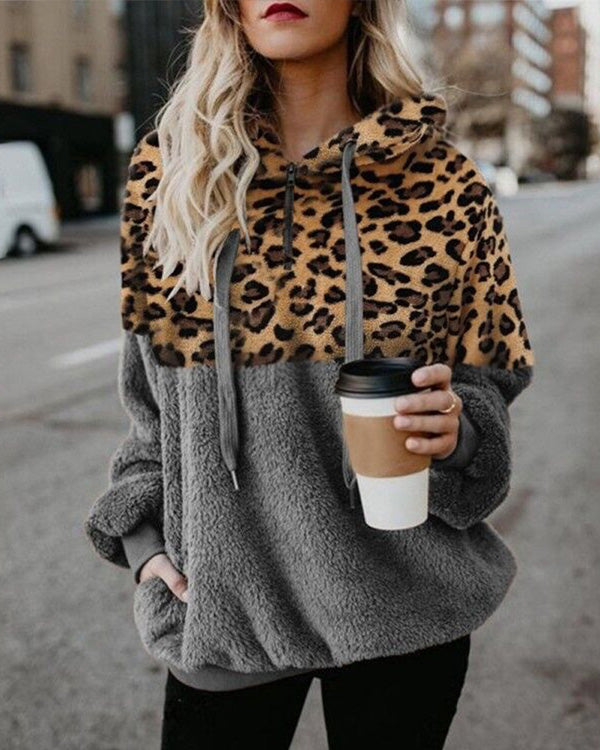 MALENEY LEOPARD TEDDY HOODIE