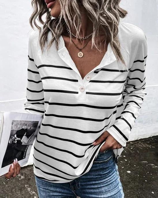 MALENEY STRIPED LONG SLEEVE TOP(7 COLORS)