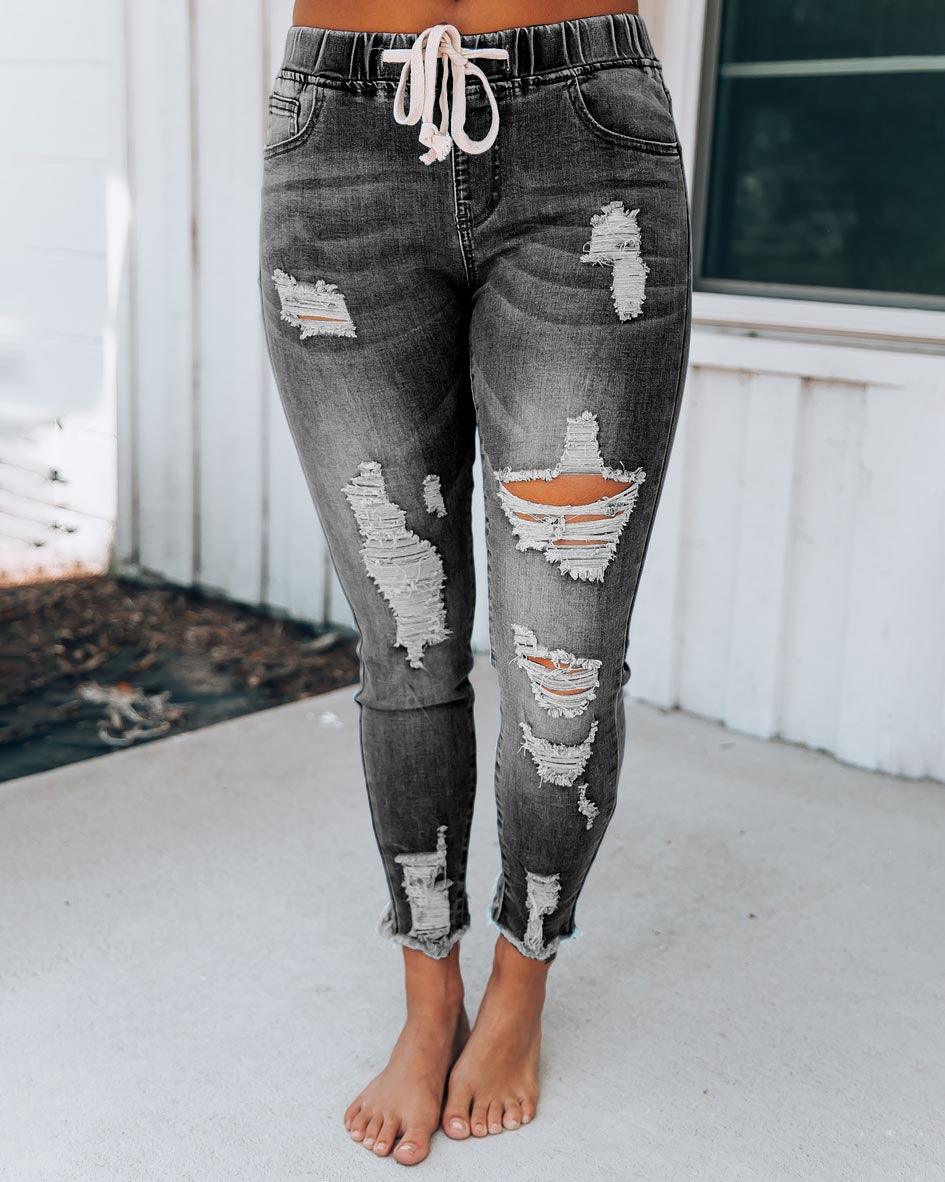 MALENEY DISTRESSED DENIM JOGGERS(5 COLORS)