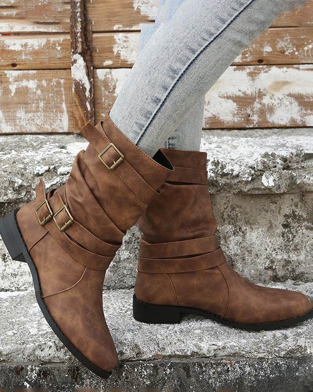 MALENEY CREW TOE LOW BOOTS