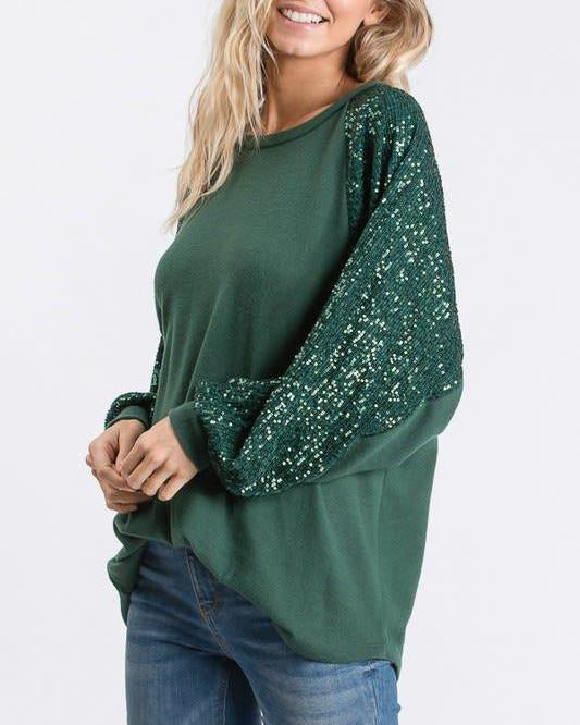 MALENEY SEQUIN CREW NECK TOPMELAREY SEQUIN CREW NECK TOP