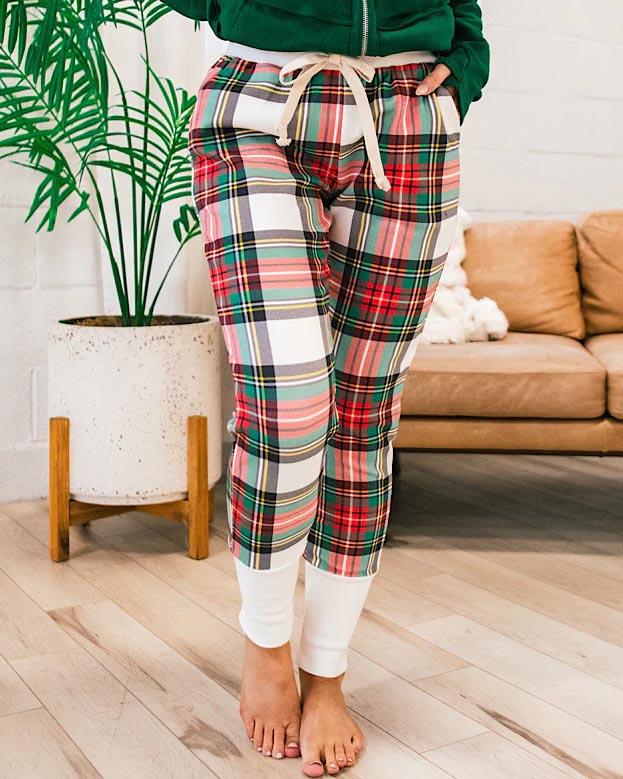 MALENEY PLAID DRAWSTRING JOGGERS